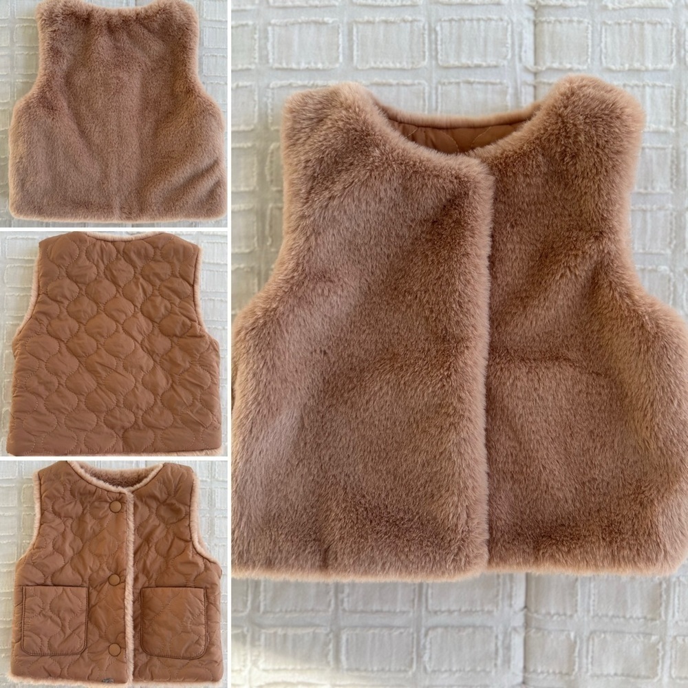 Reversible Faux Fur Quilted Vest Estimated Size 12 Months